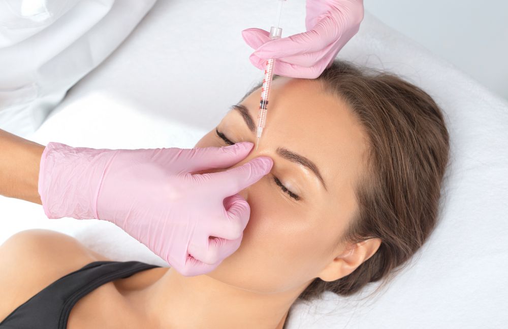 botox_medspa_session Side-by-side comparison of a woman's neck before and after platysmal band injections.
