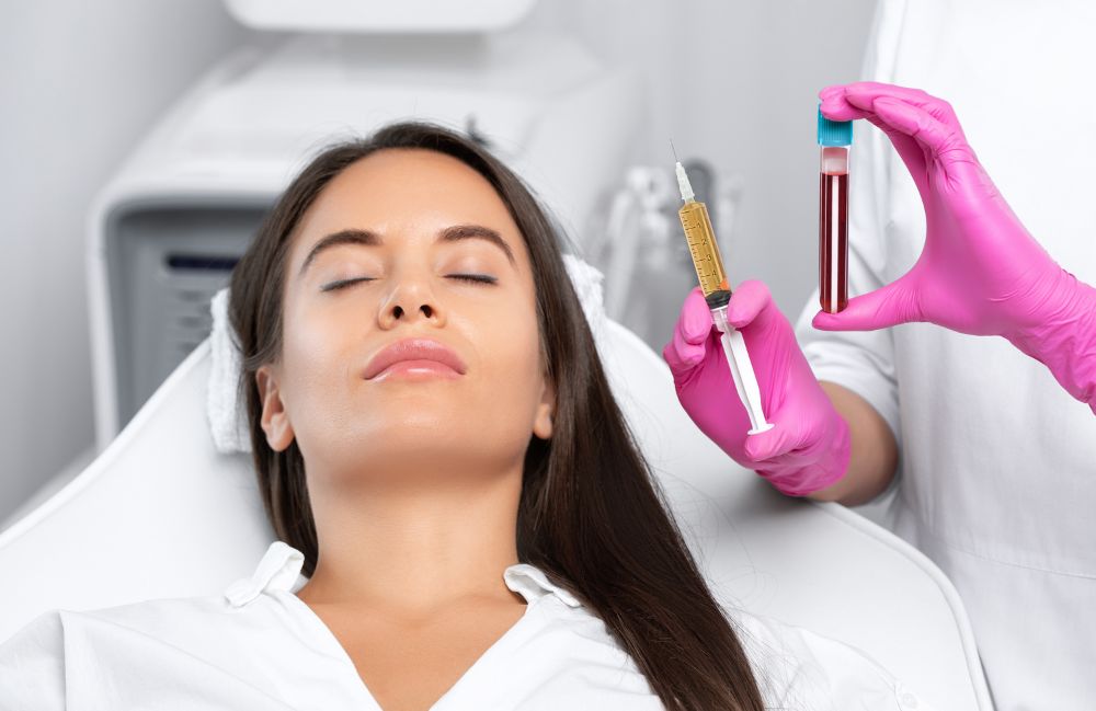 facial-rejuvenation-prp-injection Close-up of a woman's neck showing visible platysmal bands before treatment.