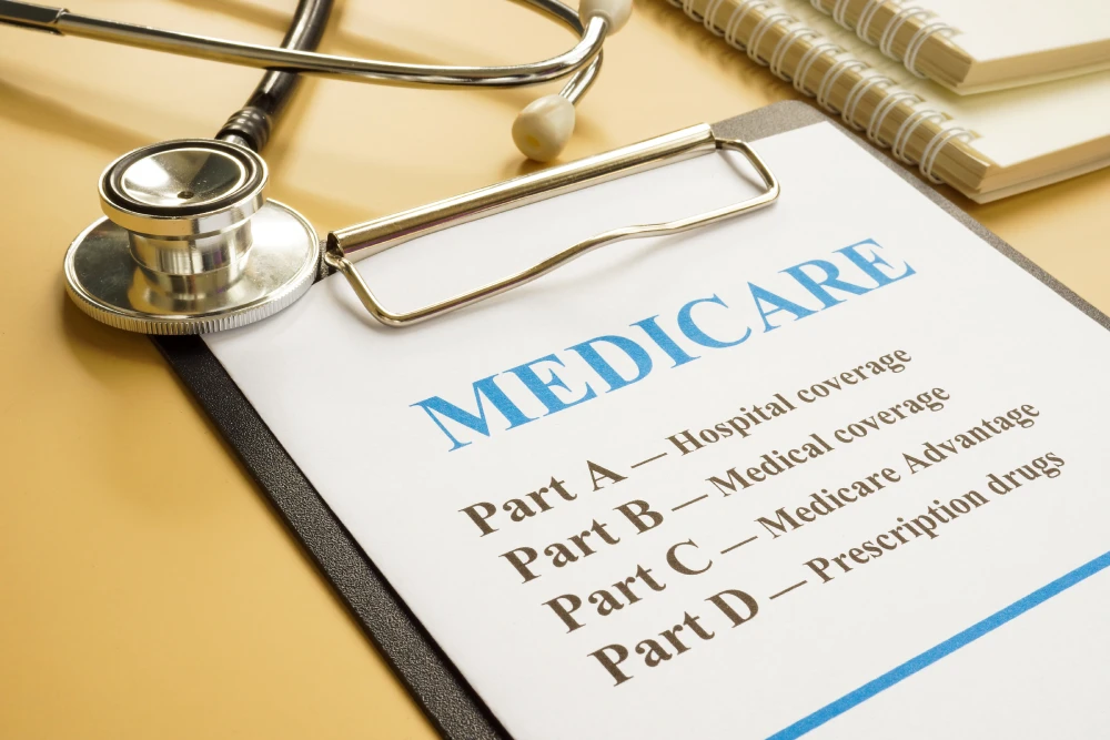 Medicare form showing Parts A, B, C, and D.